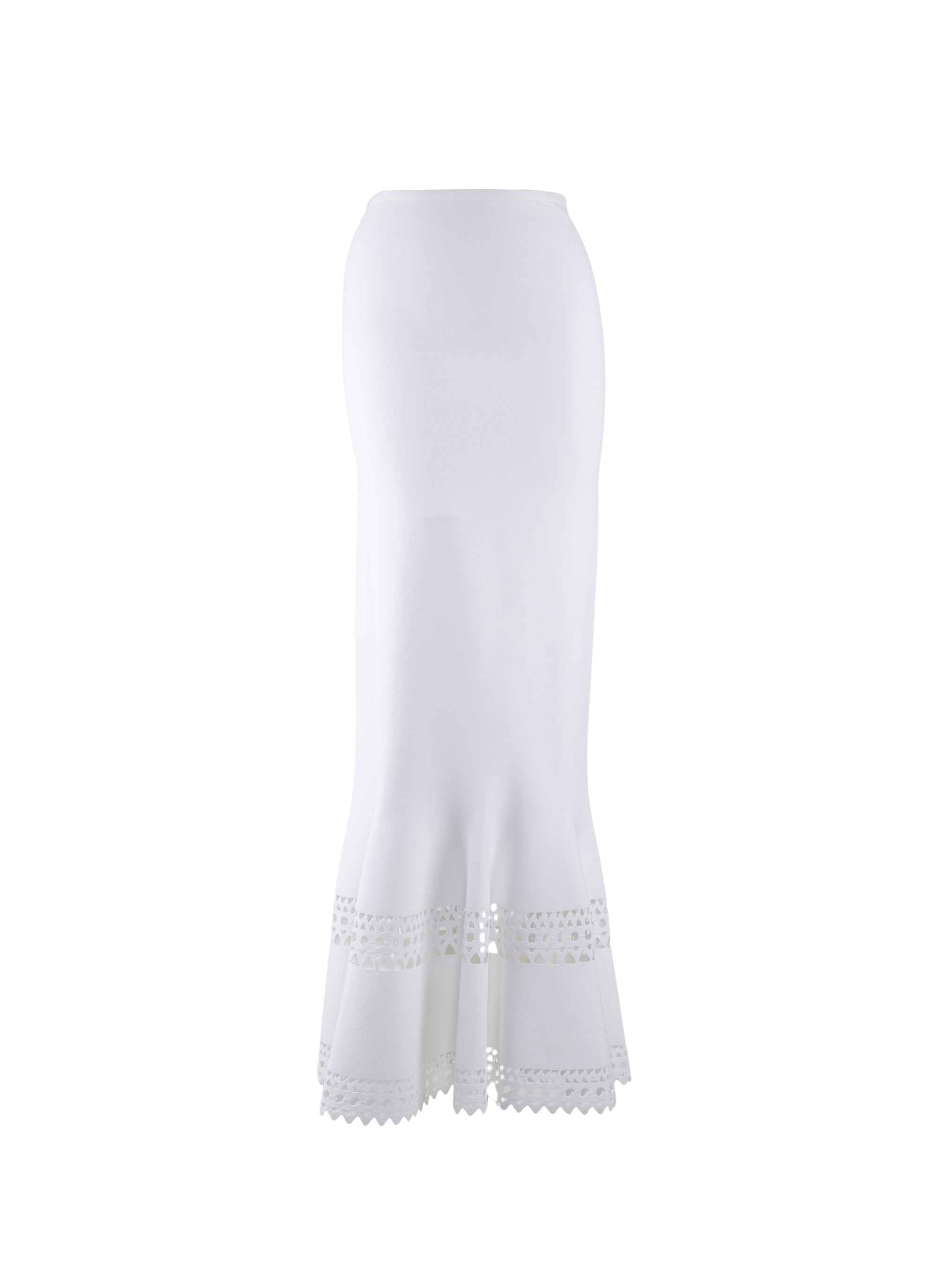 Jupe longue ajouré en maille - Blanc