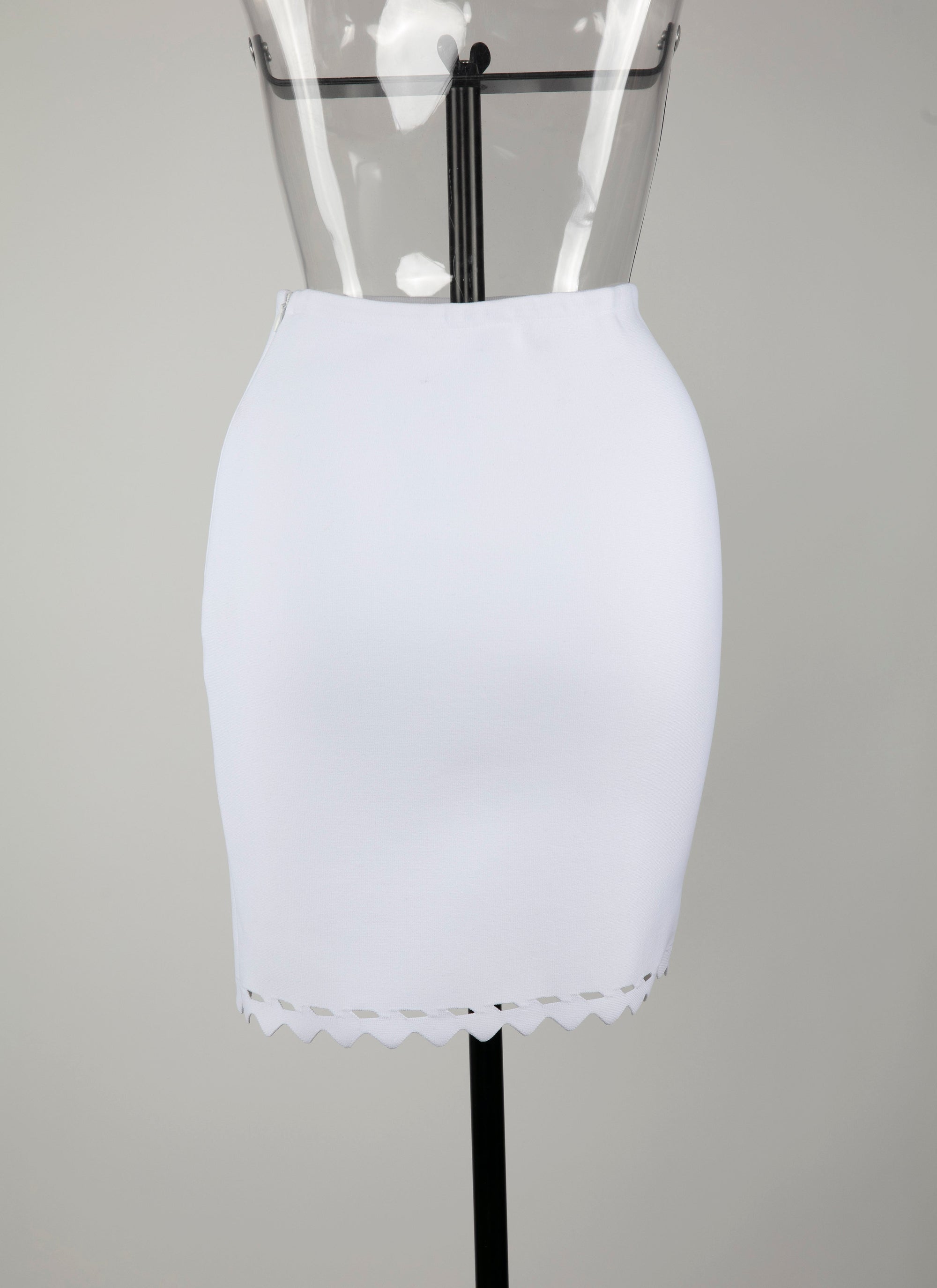 Jupe à bordure ajourée en maille - Blanc