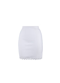 Jupe à bordure ajourée en maille - Blanc
