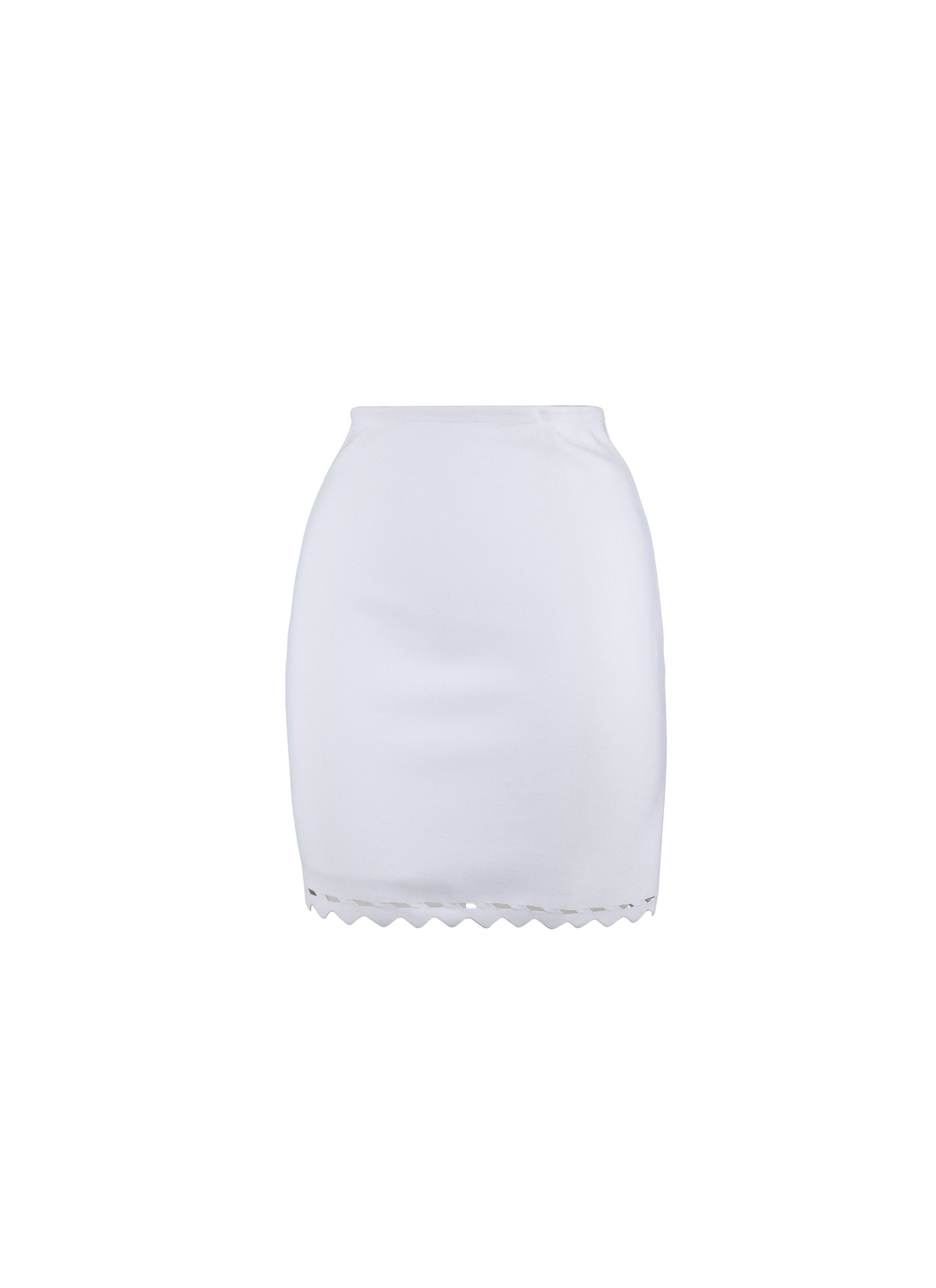 Jupe à bordure ajourée en maille - Blanc