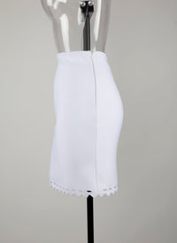 Jupe à bordure ajourée en maille - Blanc