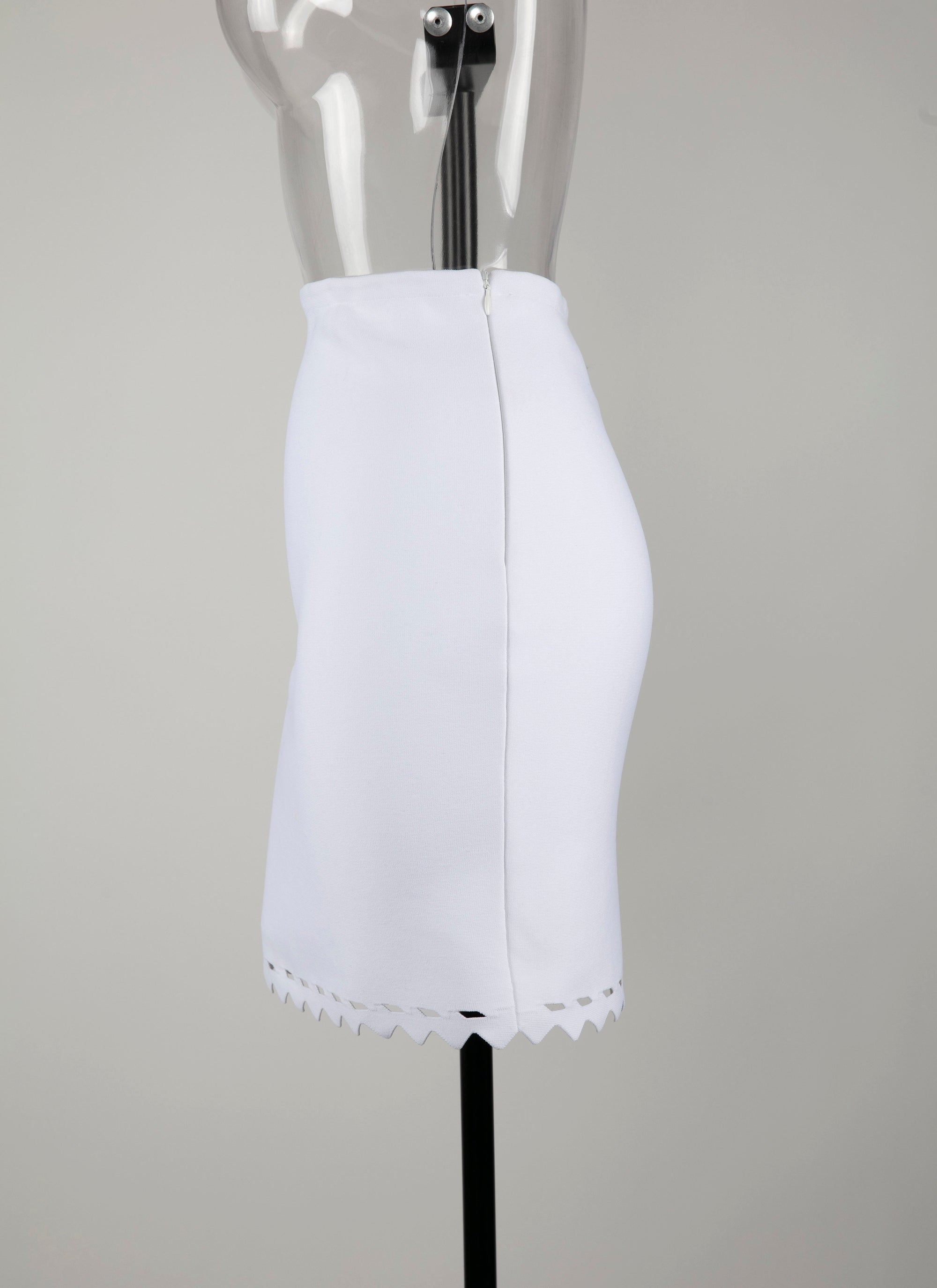Jupe à bordure ajourée en maille - Blanc