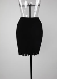 Skirt with hemstitch trim - Black intense