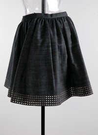 Mini skirt with openwork hem - Black intense