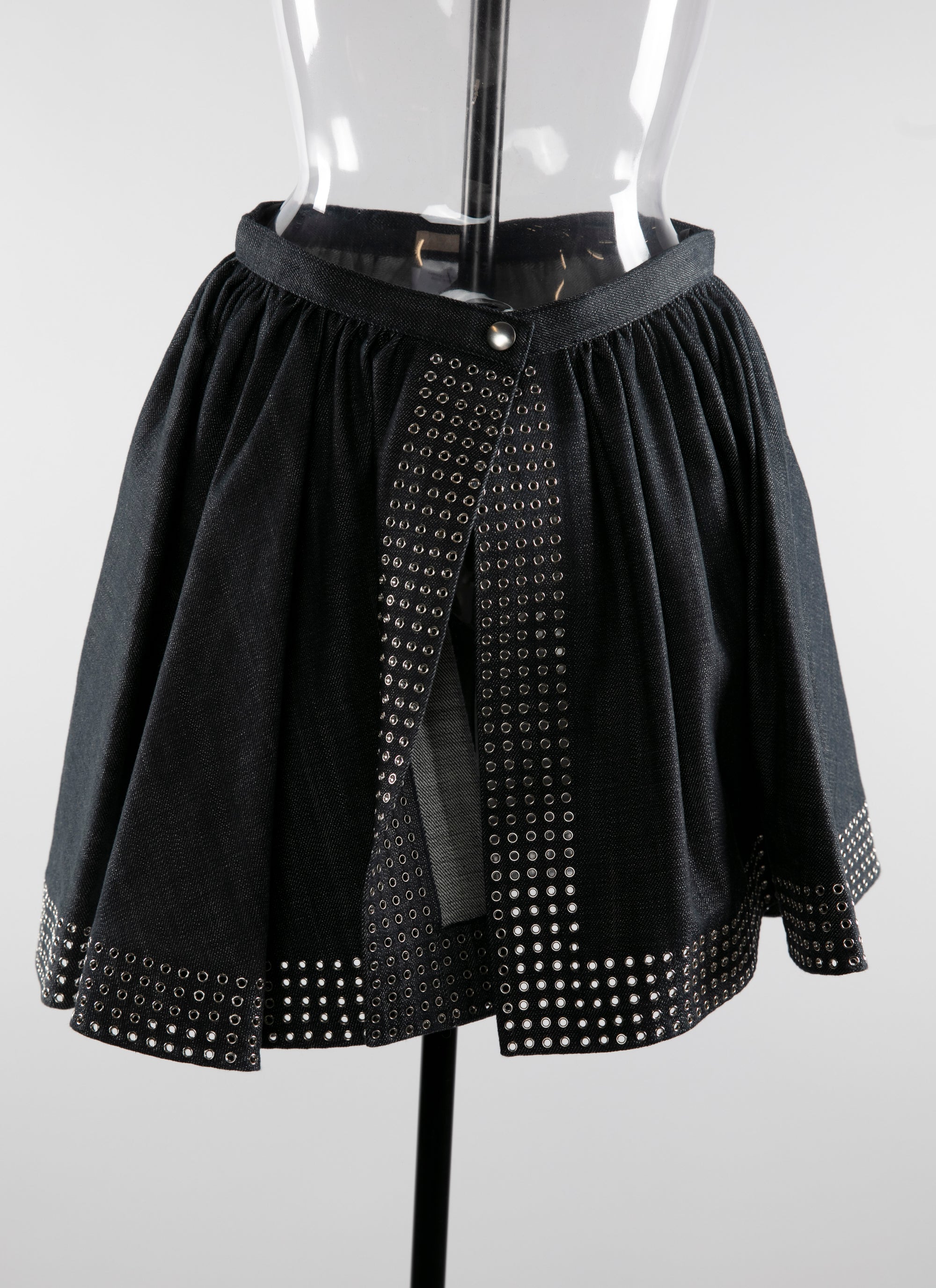 Mini skirt with openwork hem - Black intense