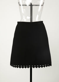 Mini skirt with openwork hem - Black intense