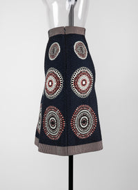 Molukai knitted short skirt - Midnight & Bordeaux