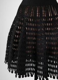 Short openwork skirt with lining - Black intense