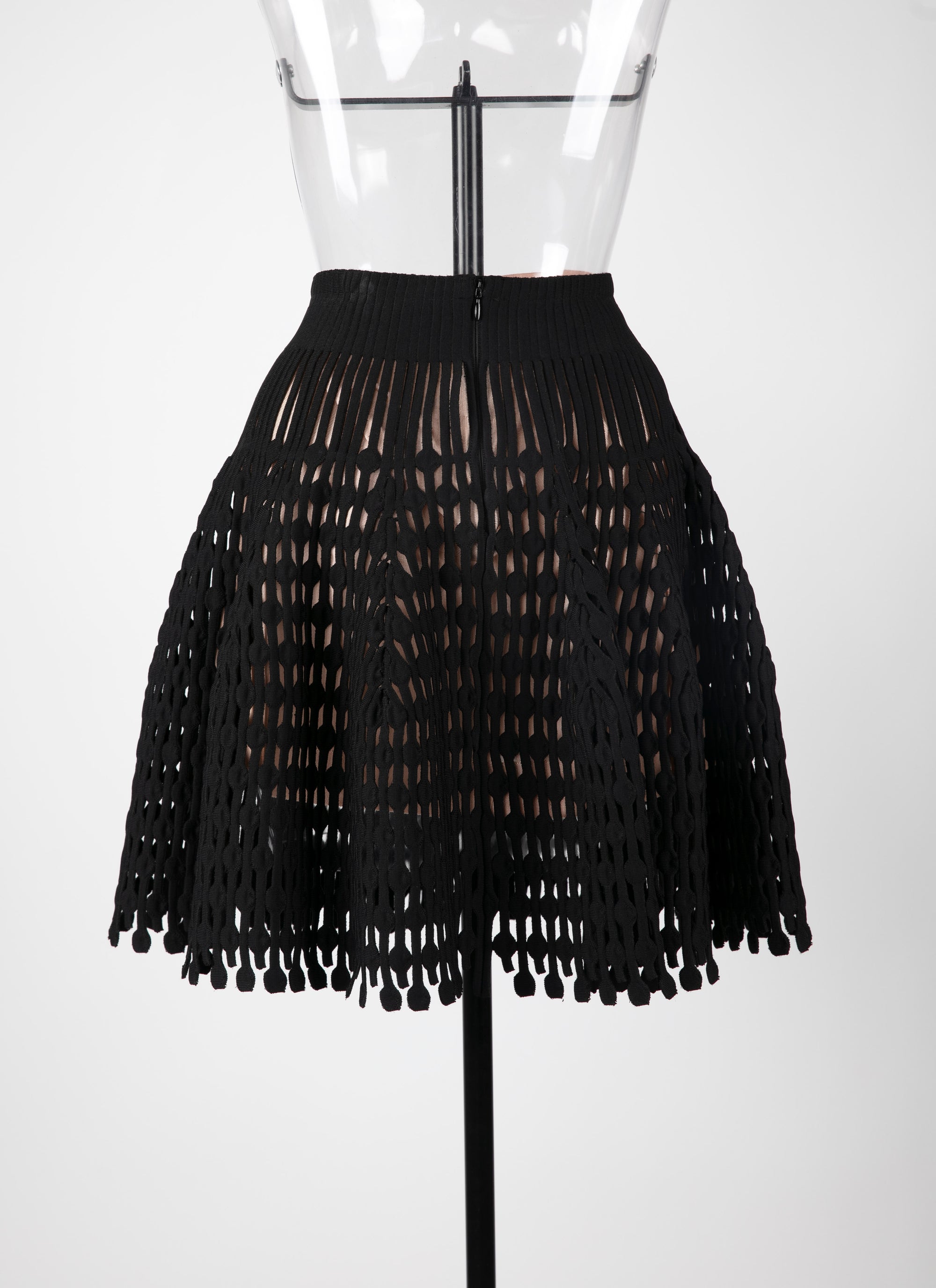 Short openwork skirt with lining - Black intense