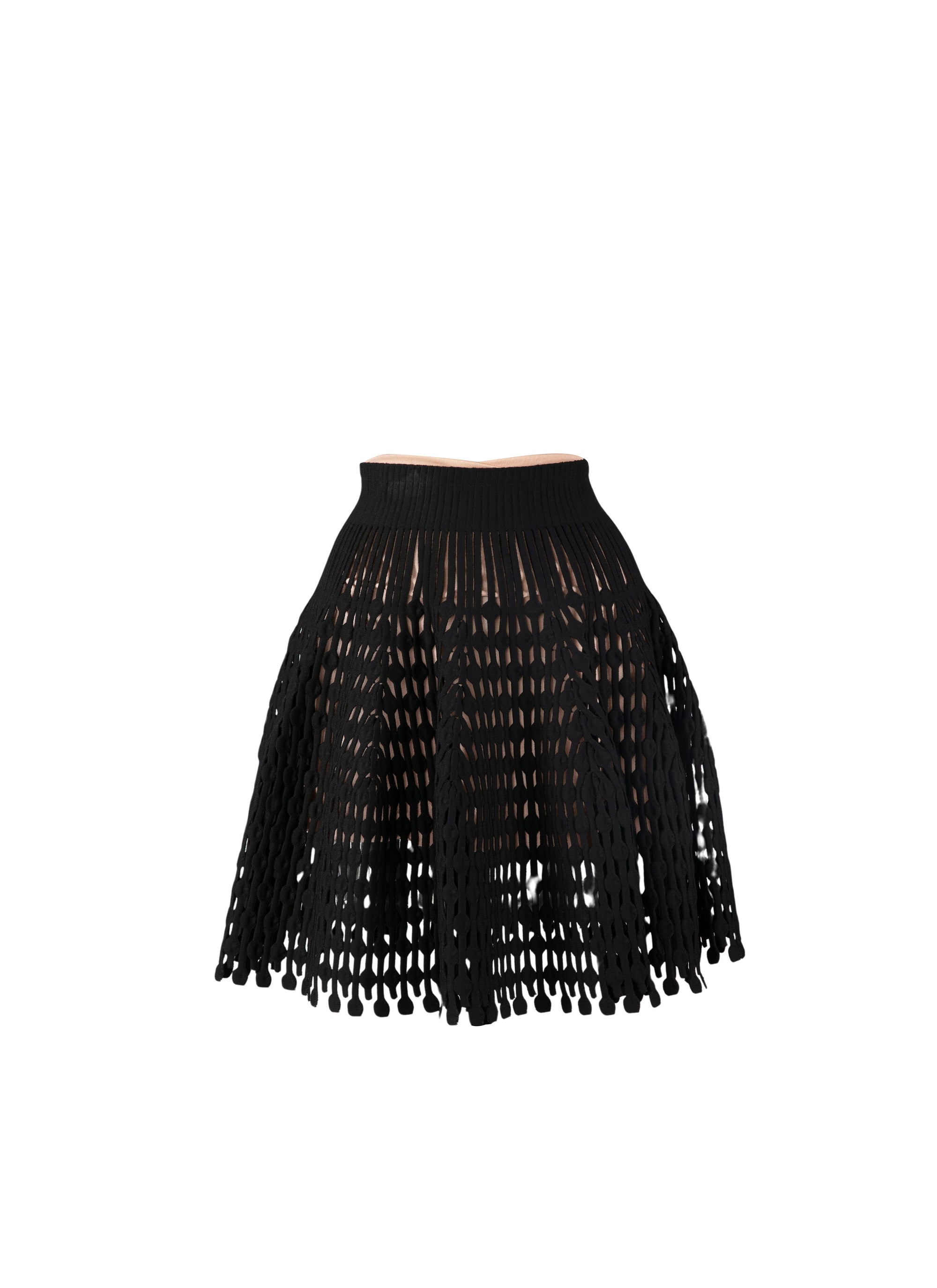 Short openwork skirt with lining - Black intense