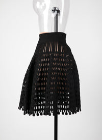 Short openwork skirt with lining - Black intense