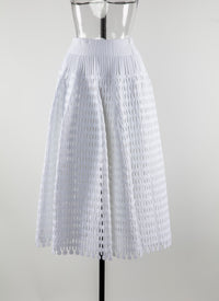 Fully openwork long skirt - White