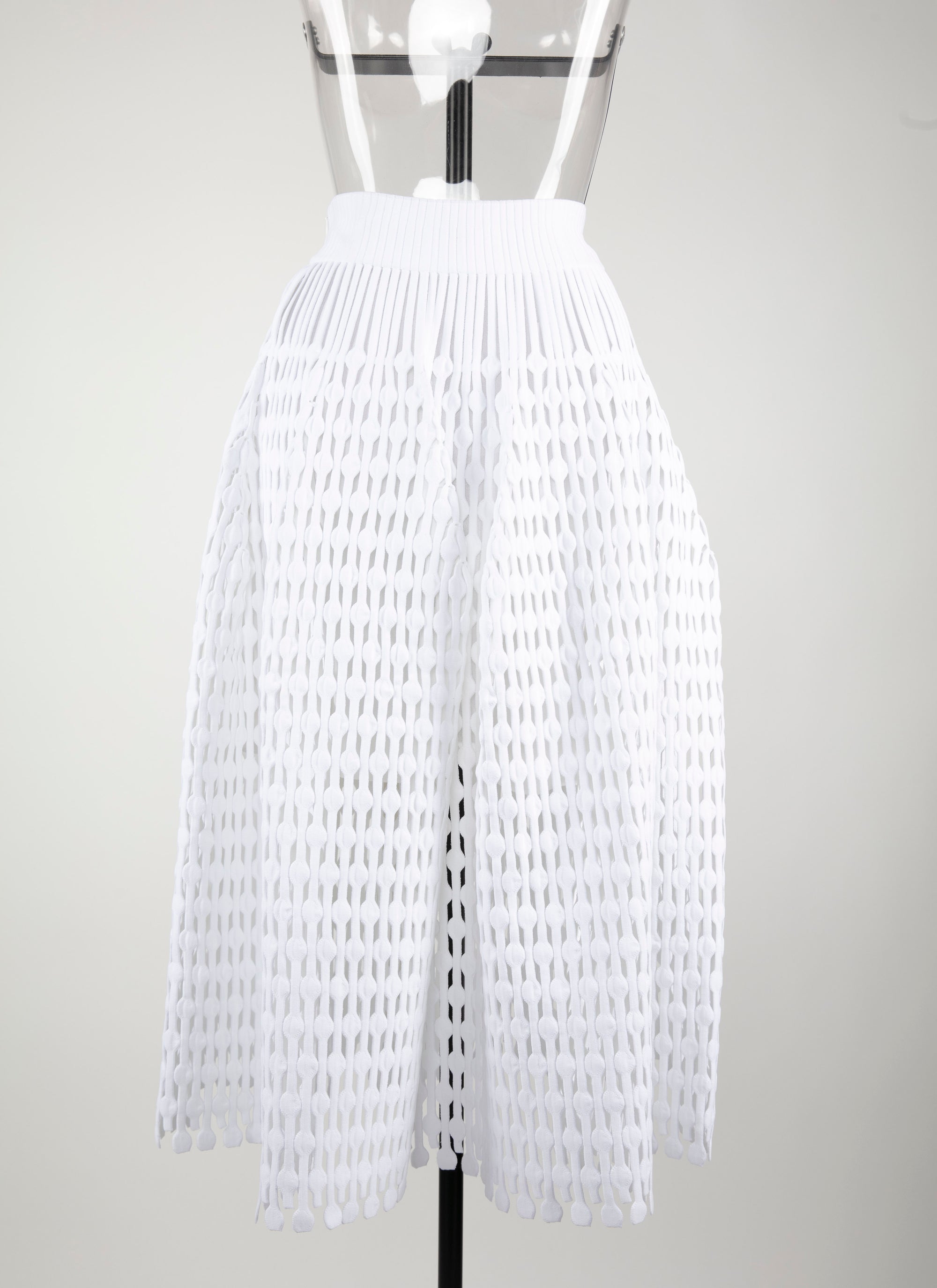 Fully openwork long skirt - White