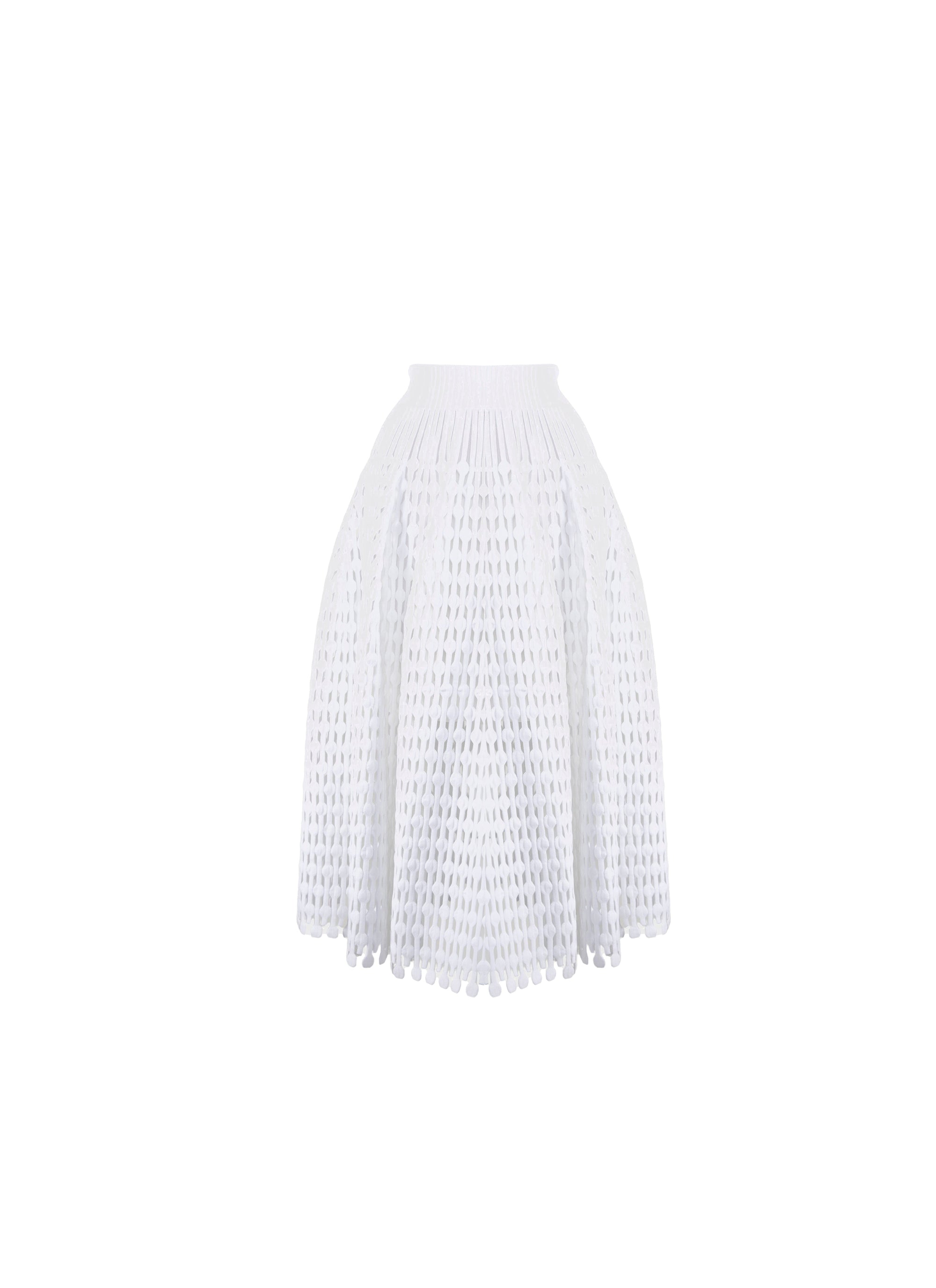 Fully openwork long skirt - White