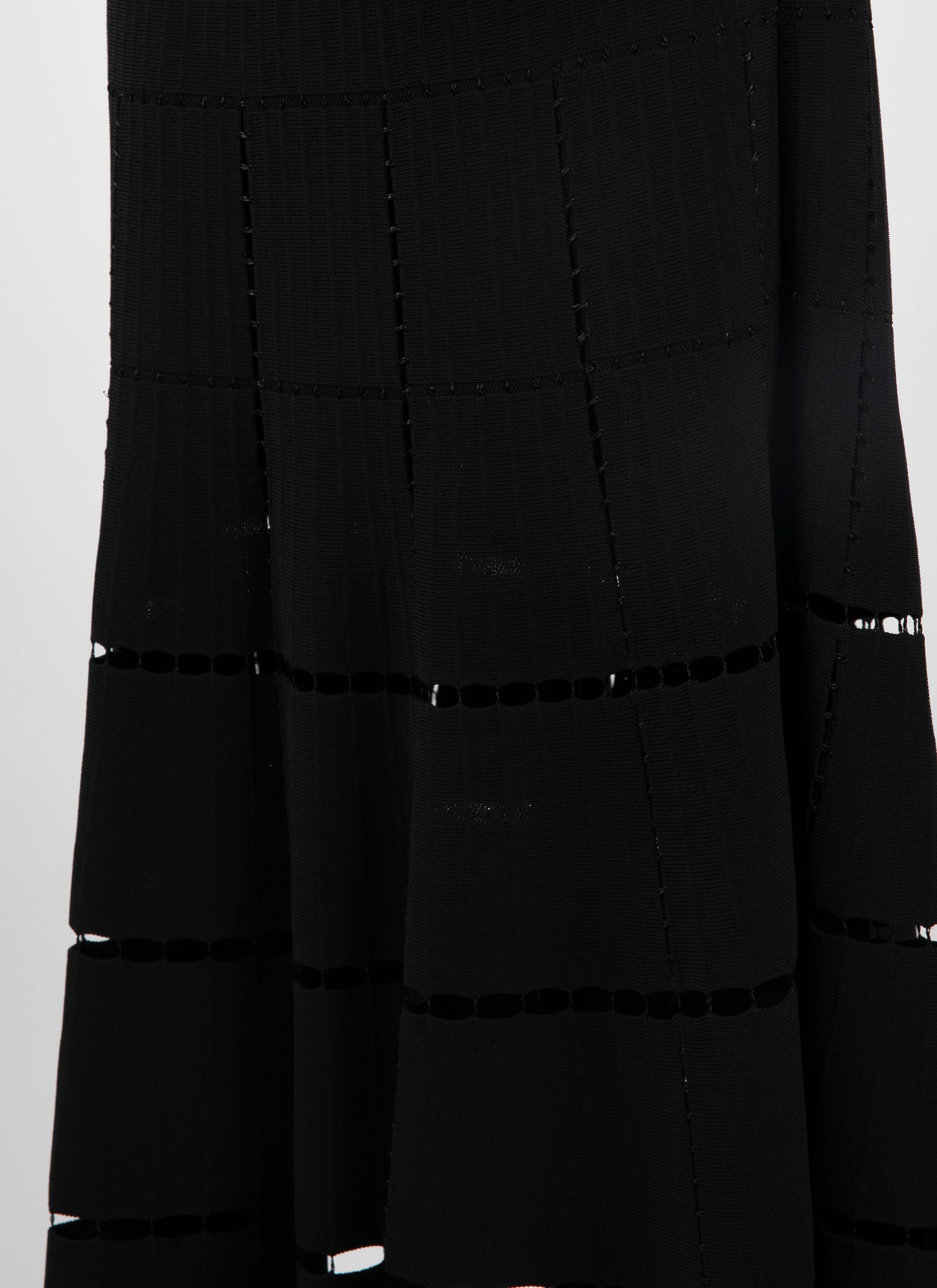 Ribbed long skirt with openwork details - Black intense