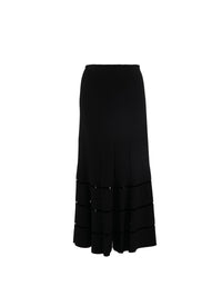 Ribbed long skirt with openwork details - Black intense
