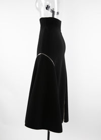 Long skirt in wool with side zip details - Black intense