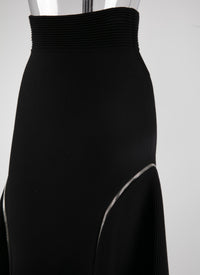 Long skirt in wool with side zip details - Black intense