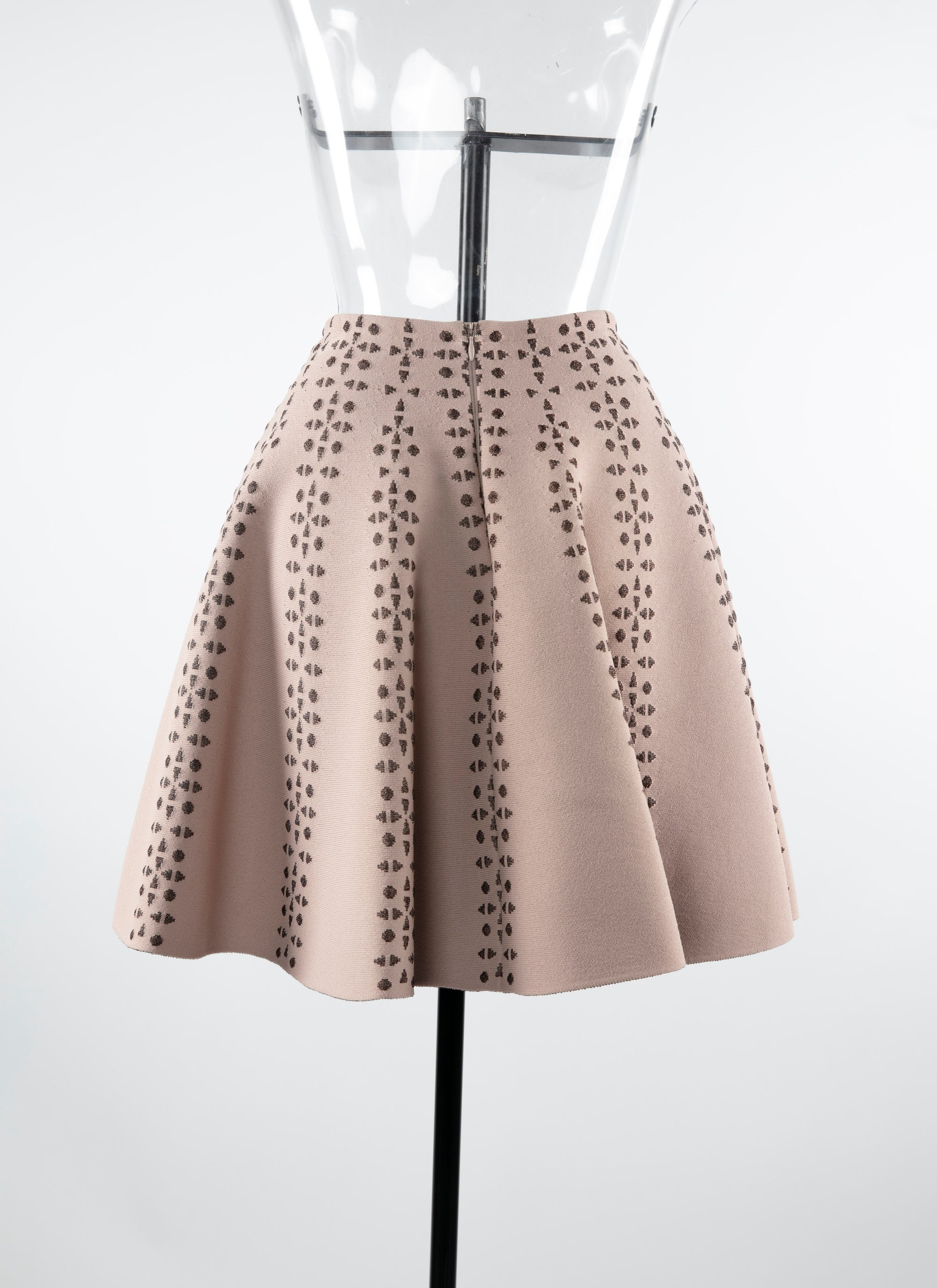 Short skater skirt with contrasting motifs - Nude & Bronze