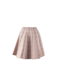 Short skater skirt with contrasting motifs - Nude & Bronze