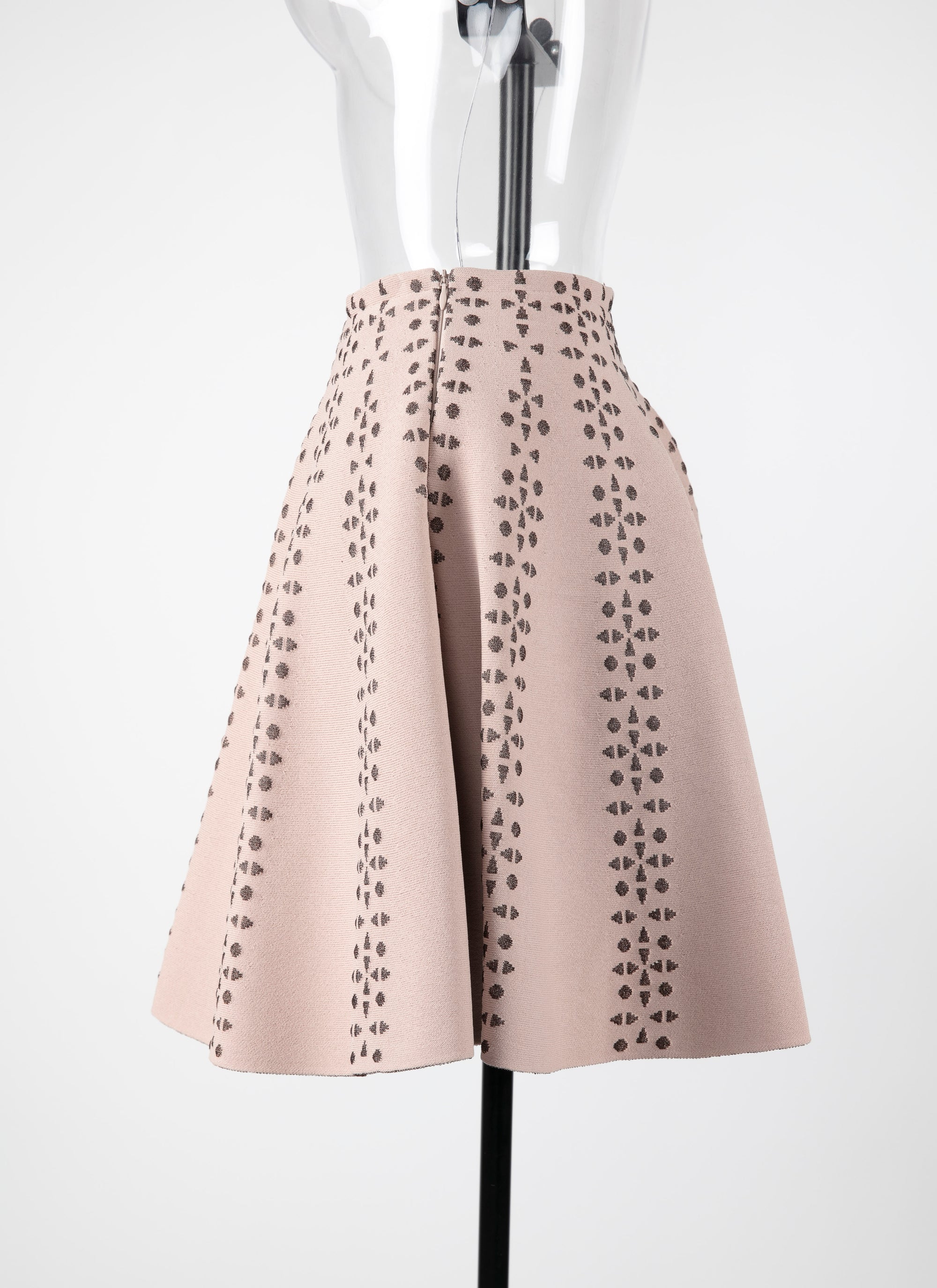 Short skater skirt with contrasting motifs - Nude & Bronze