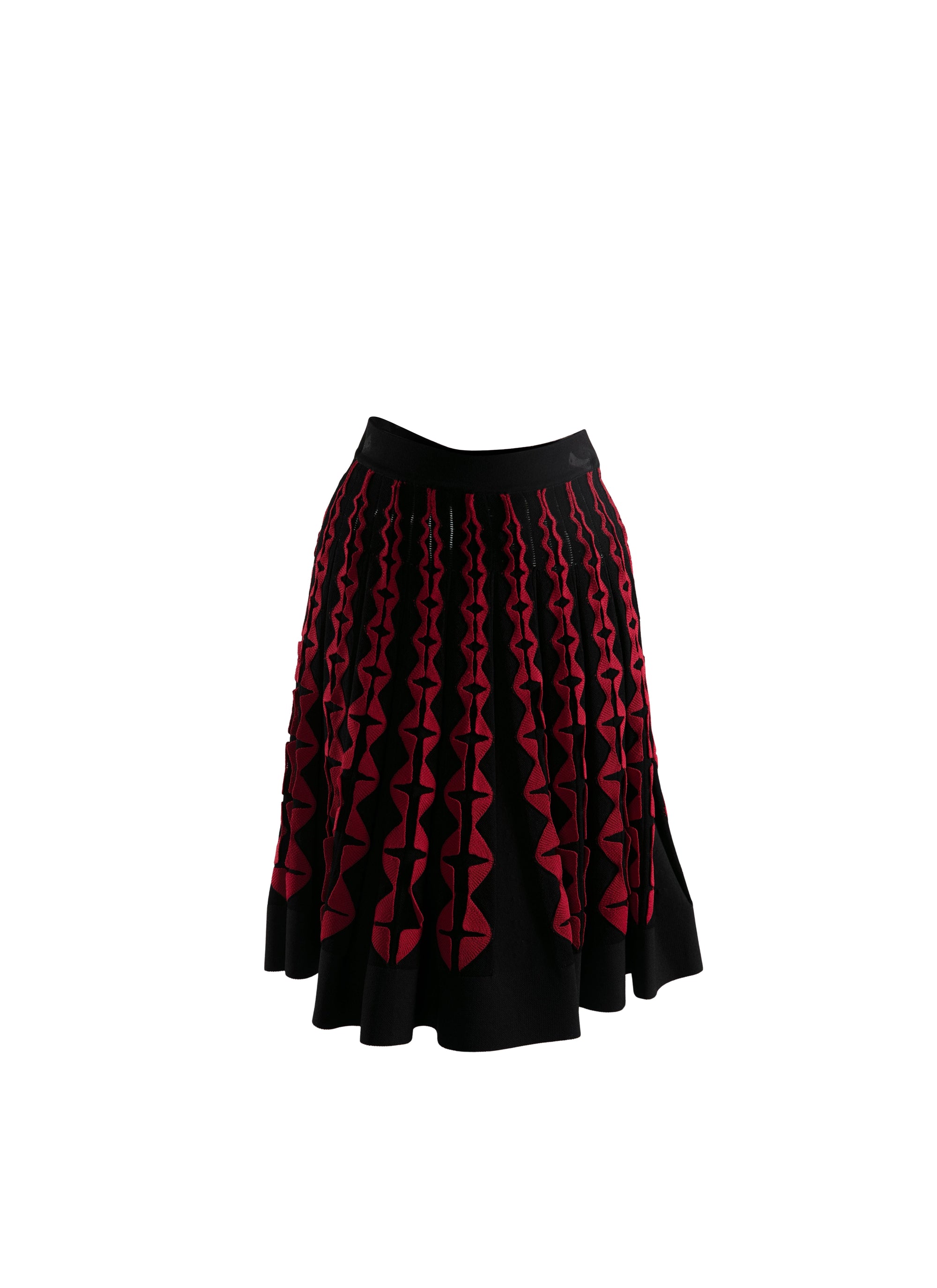 Jupe plissée avec détails contrastés - Noir & Rouge