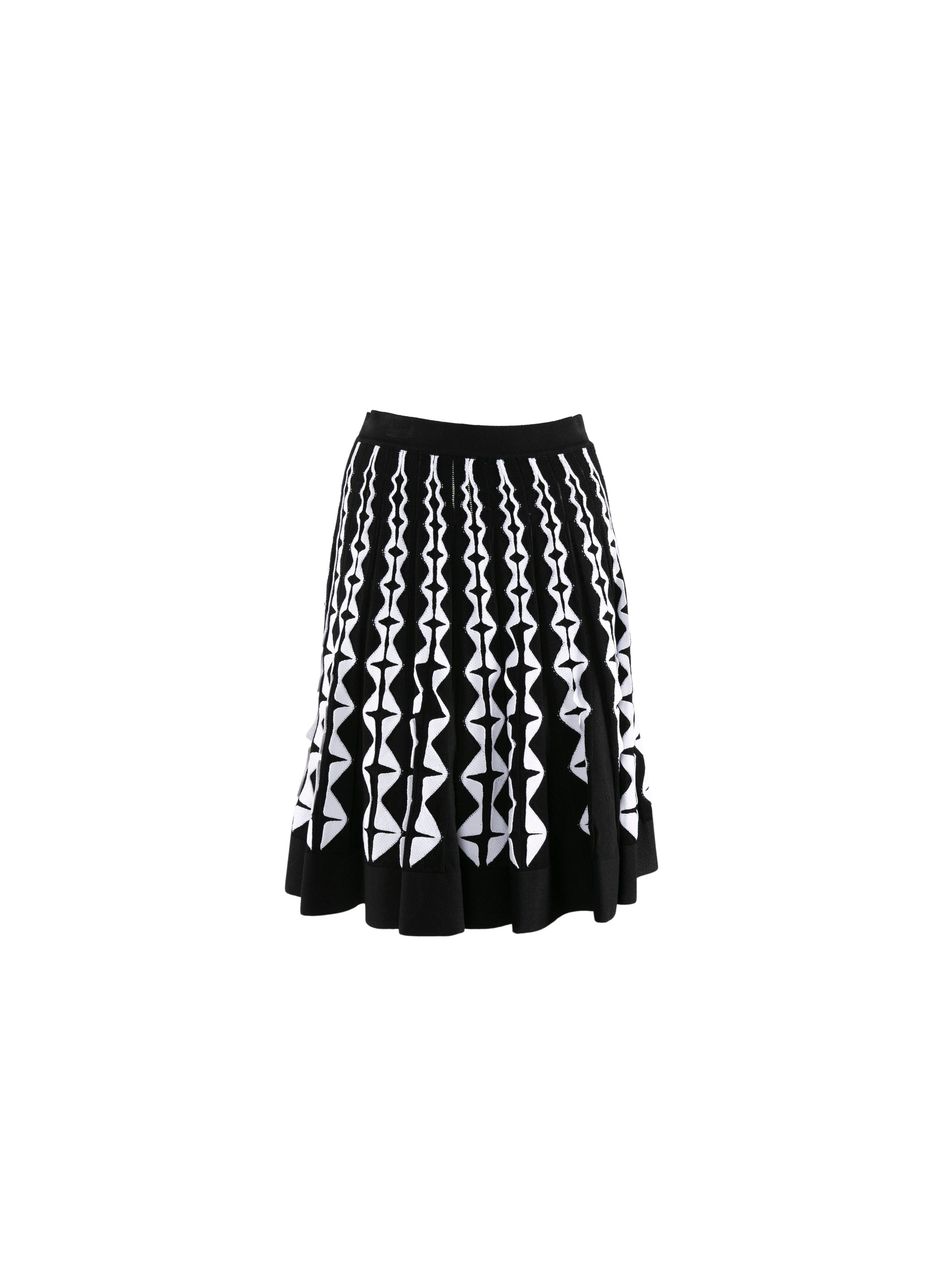 Pleated skirt with contrasting details - Black & White