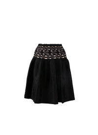 Short skirt with contrast waistband - Black & Nude