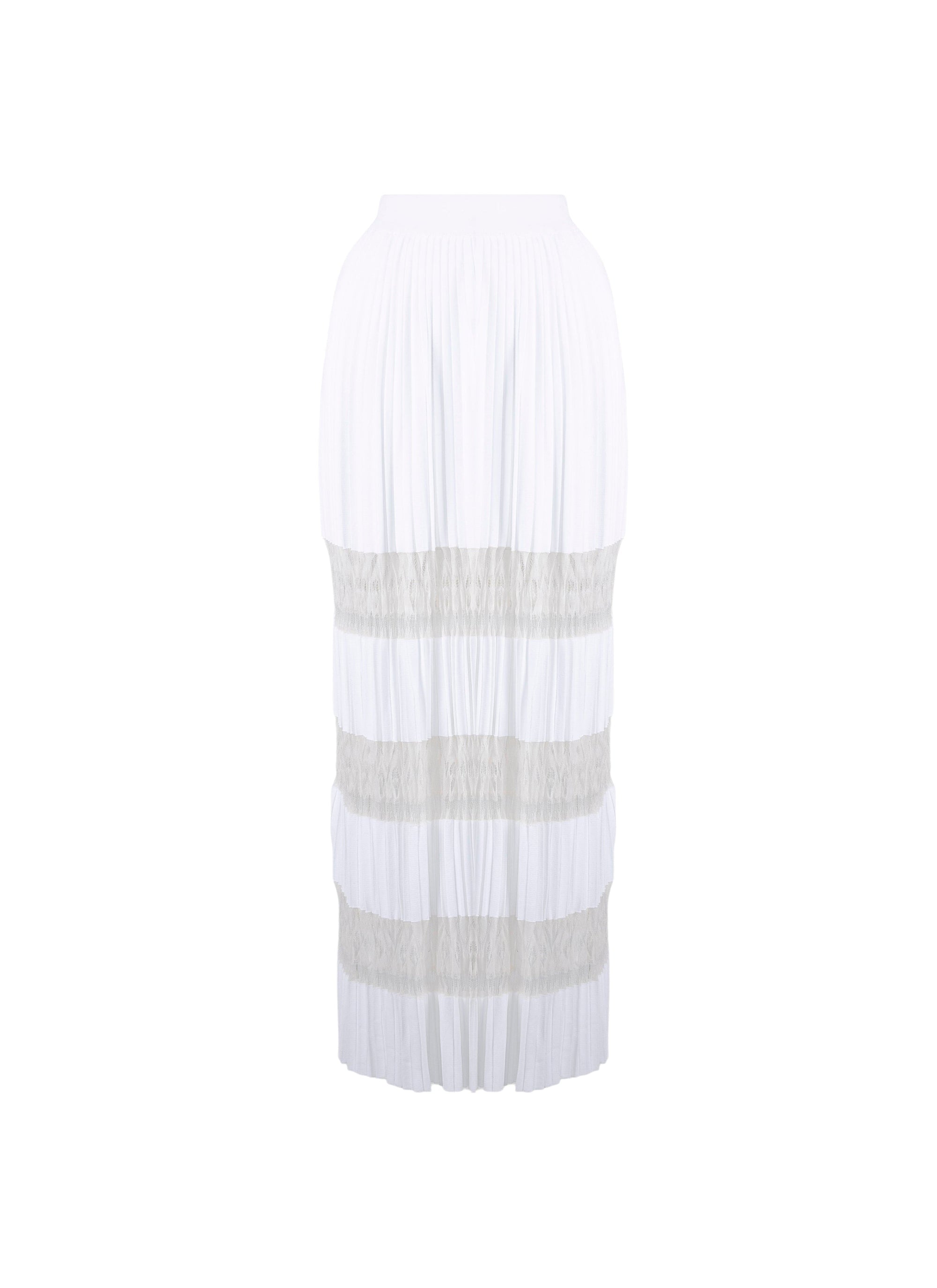 Jupe longue à plis en maille - Blanc
