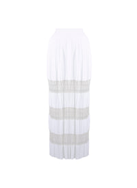 Pleated mesh maxi skirt - White
