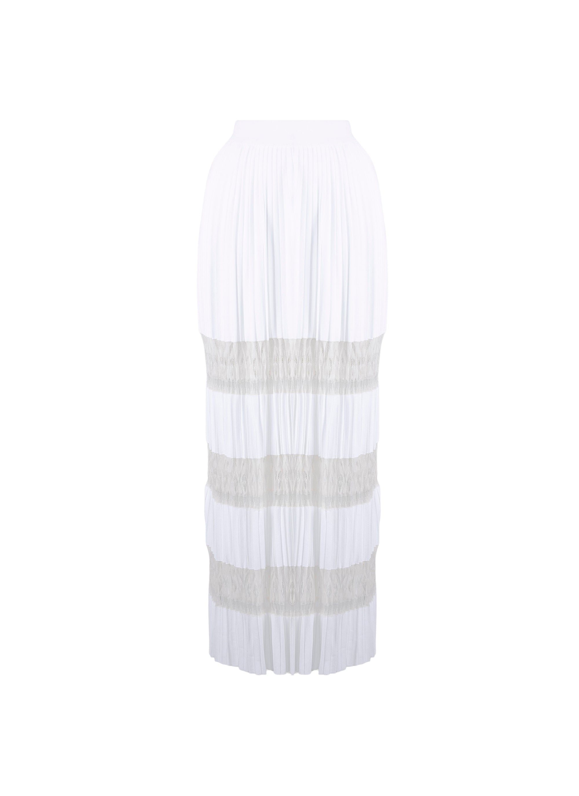 Pleated mesh maxi skirt - White