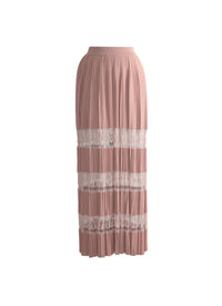 Long skirt with mesh pleats - Flesh Pink