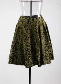 Animal print short skirt - Green & Black