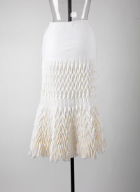 Pleated mesh midi skirt - Ivory