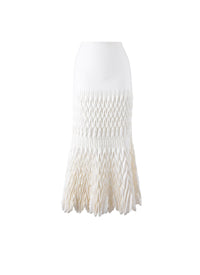 Pleated mesh midi skirt - Ivory