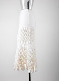 Pleated mesh midi skirt - Ivory
