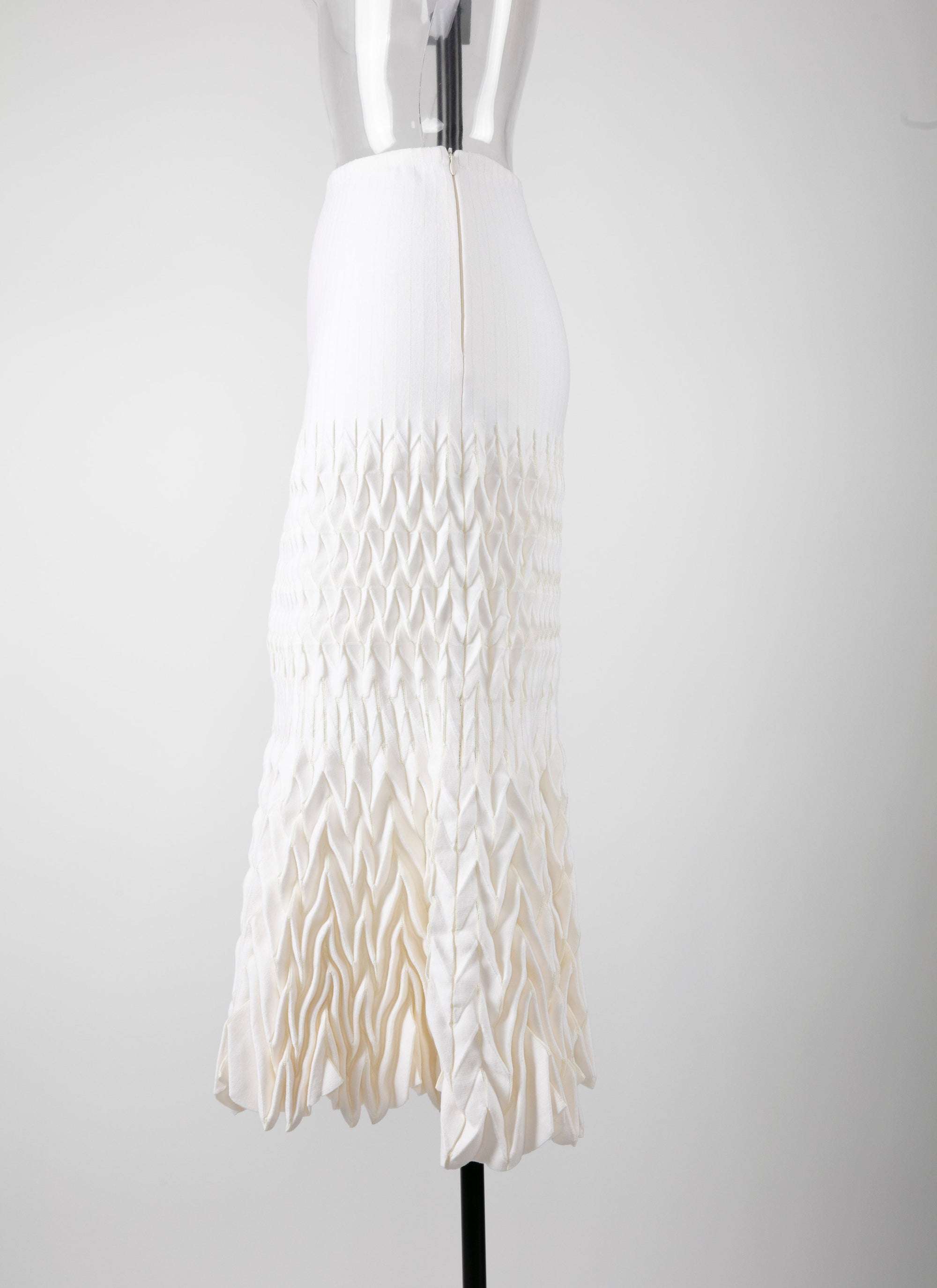 Pleated mesh midi skirt - Ivory