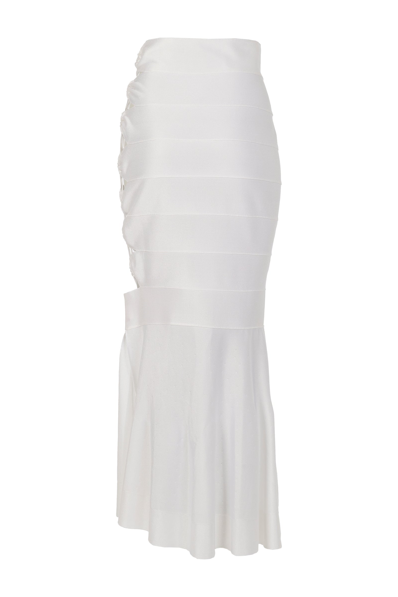 Jupe à bandes en maille brillante - Blanc