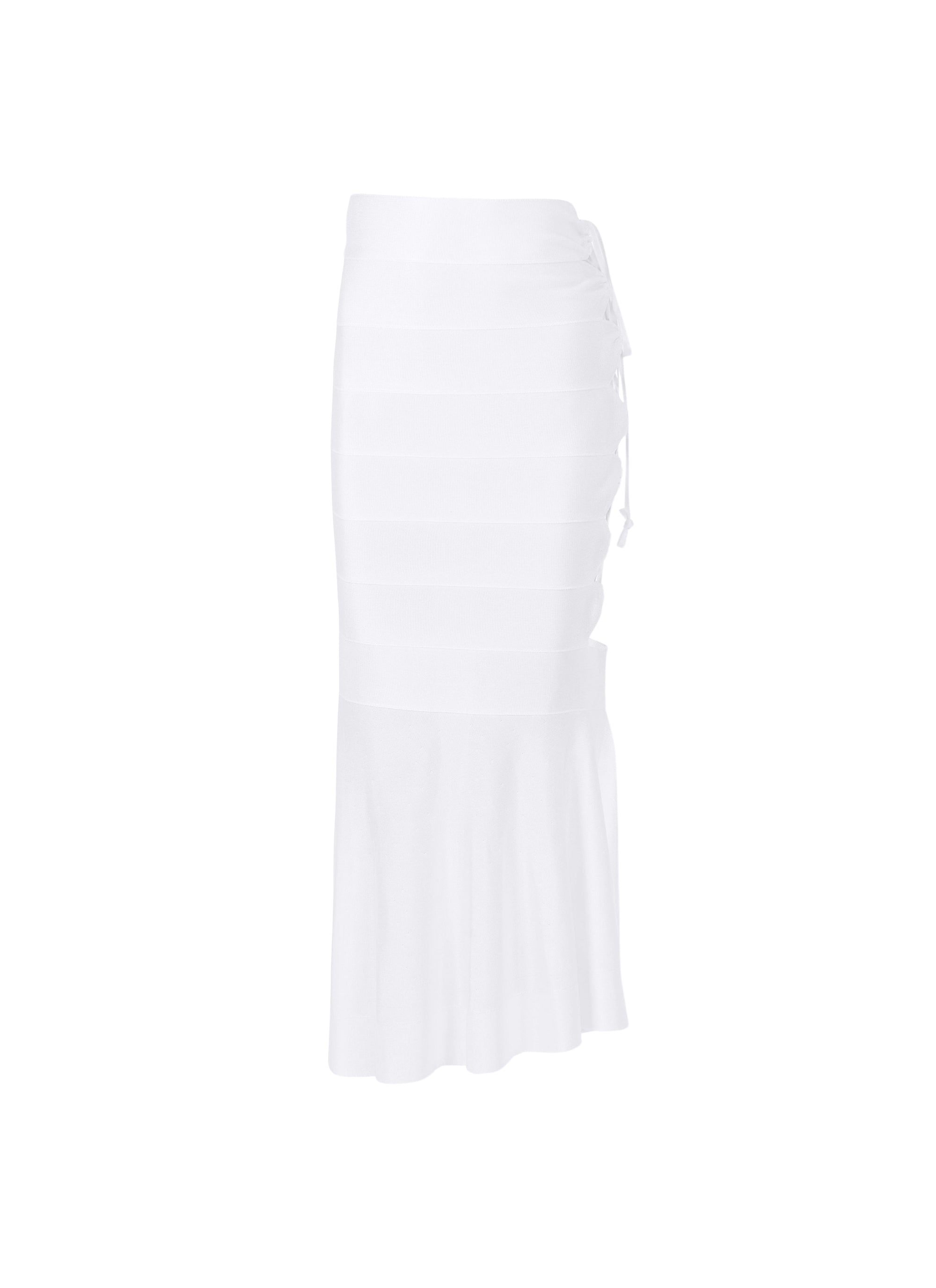 Jupe à bandes en maille brillante - Blanc