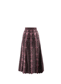 Long flared skirt in contrasting print - Black & Pink