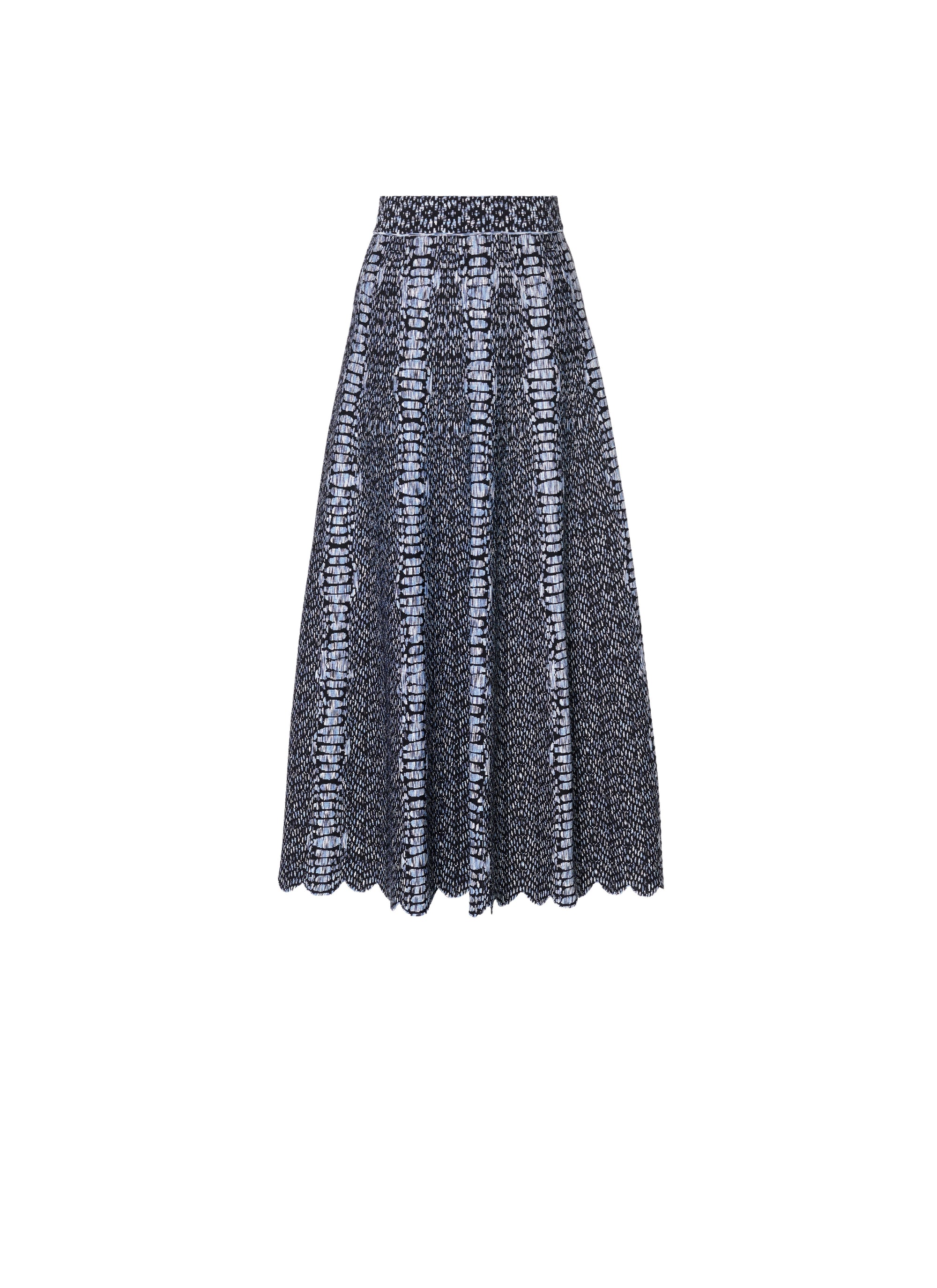 Long flared skirt in contrasting print - Black & Blue