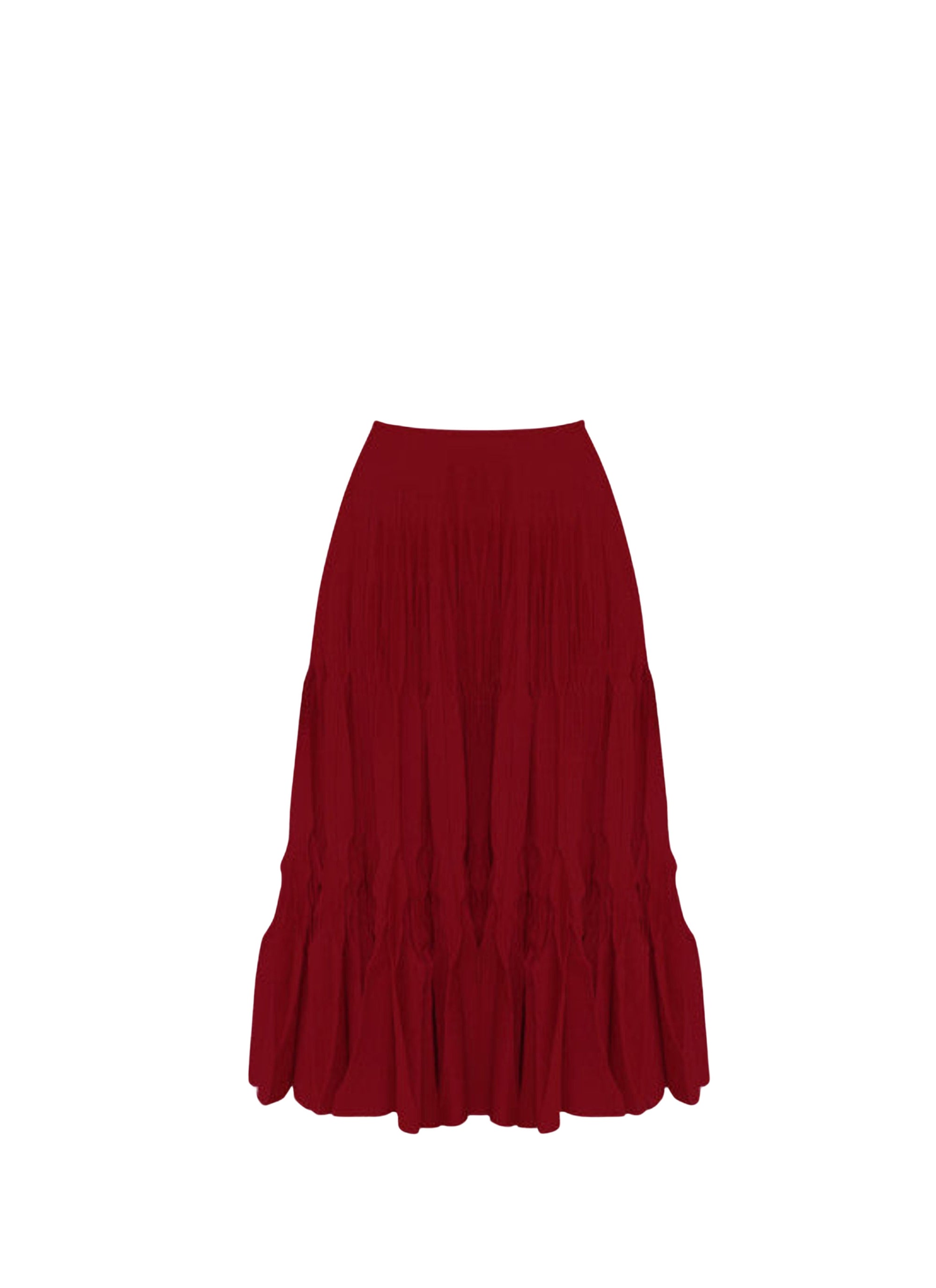 Pleated silk maxi skirt - Bordeaux