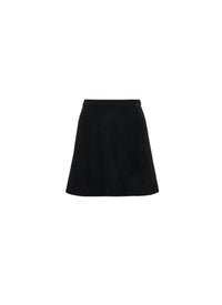 Mini jupe évasée en laine velours - Noir Alaïa