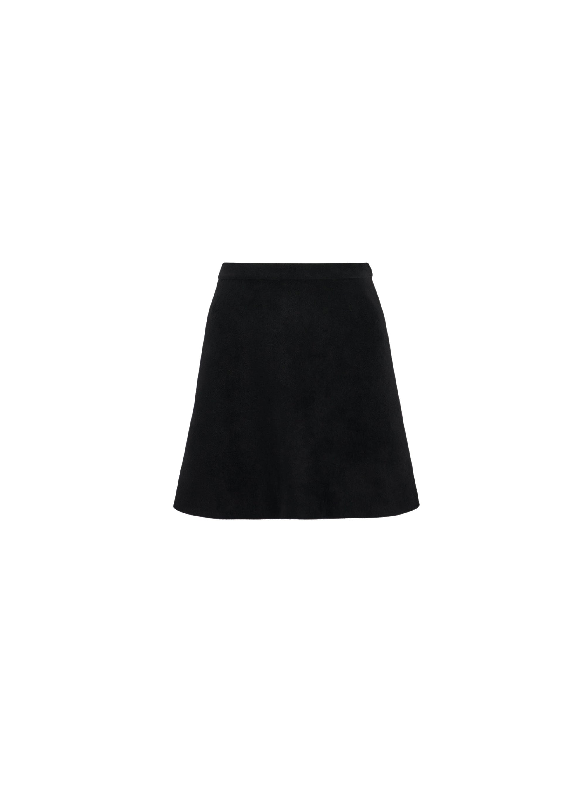 Mini jupe évasée en laine velours - Noir Alaïa