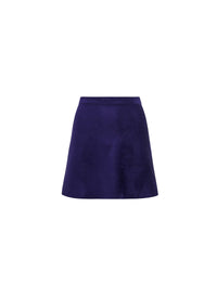 Mini jupe évasée en laine velours - Indigo