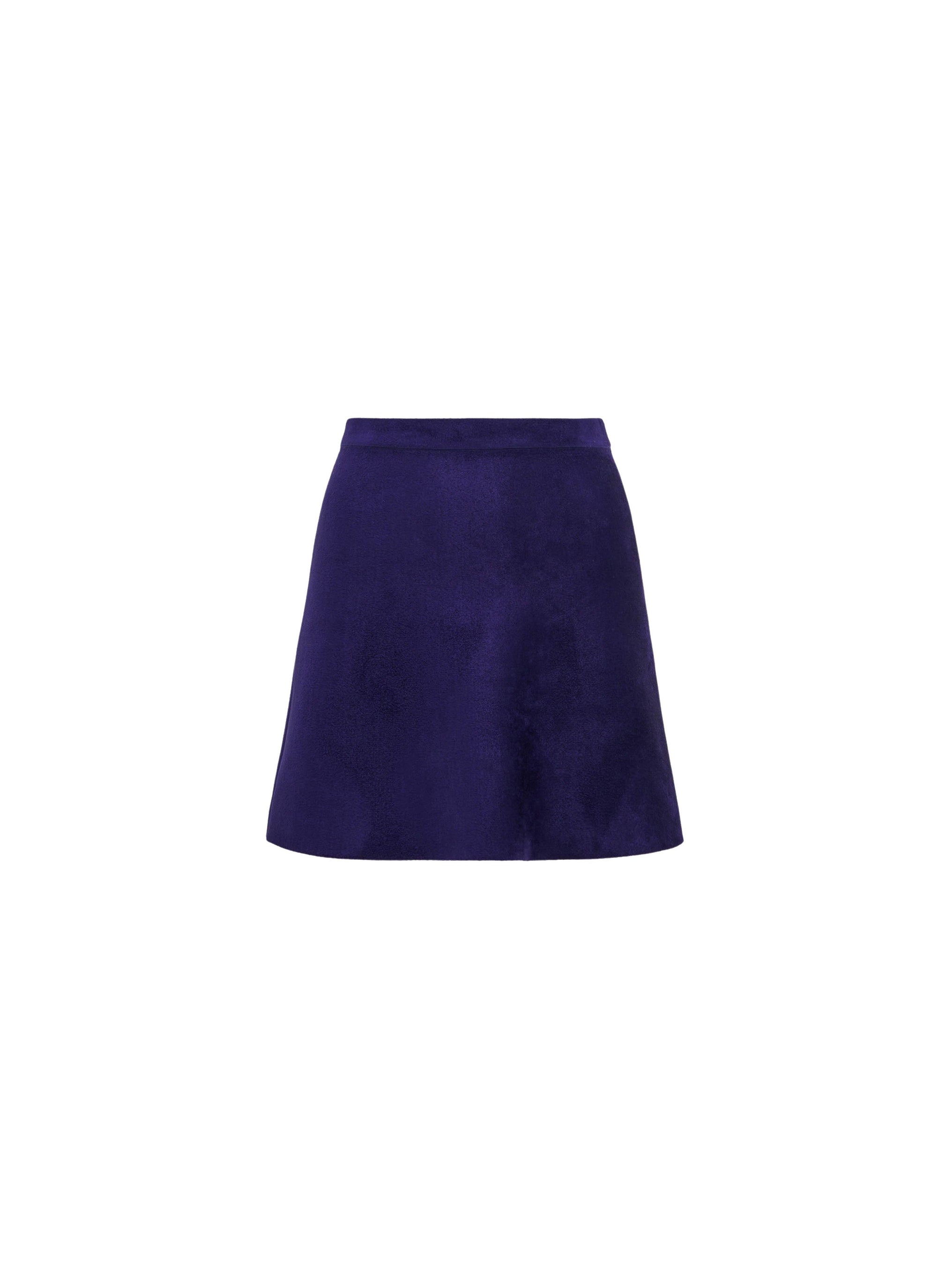Mini jupe évasée en laine velours - Indigo