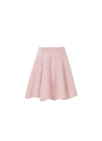 Flared skirt in plain wool - Mottled pink