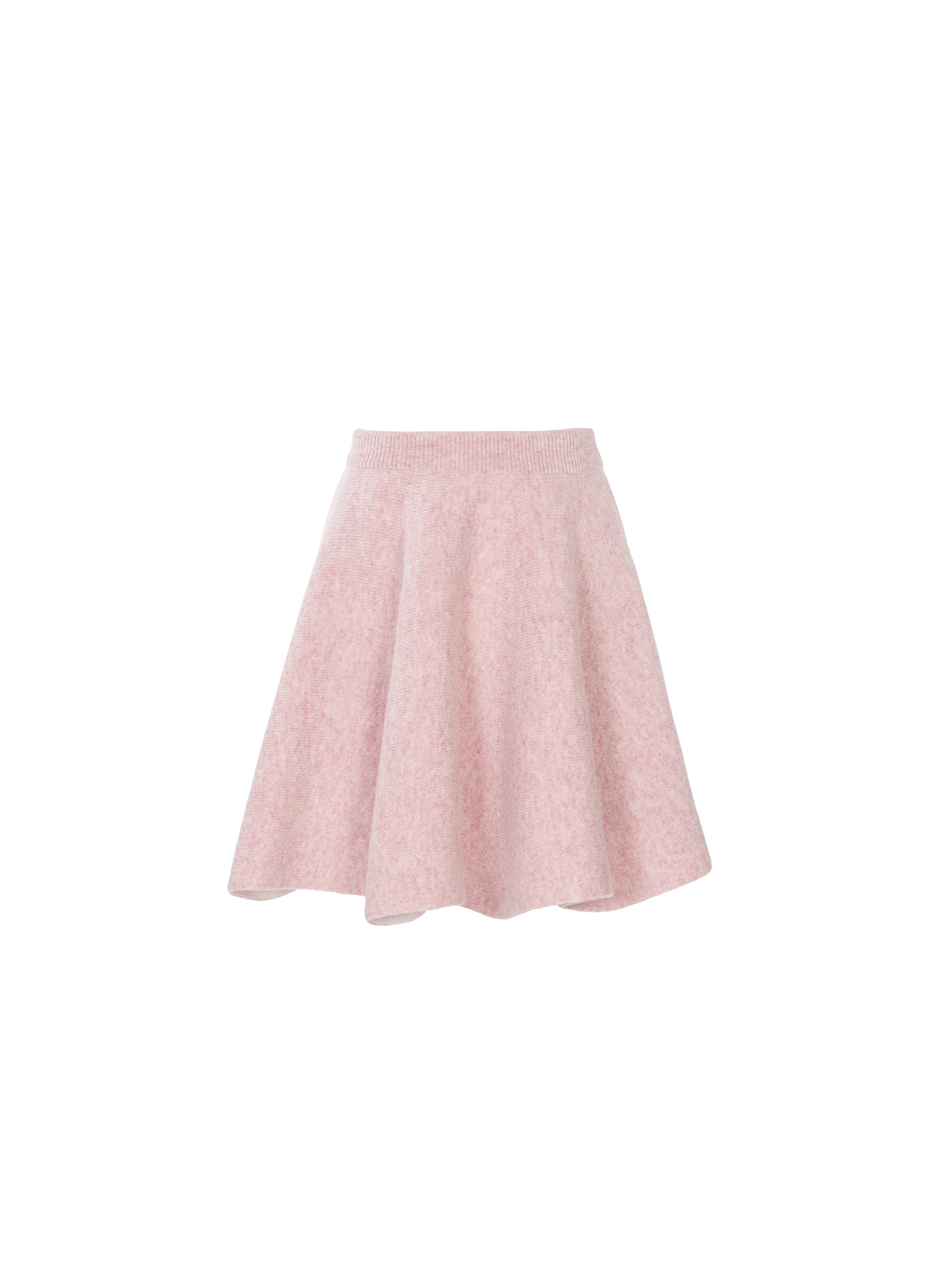 Flared skirt in plain wool - Mottled pink