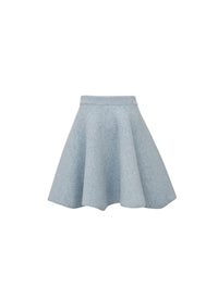 Flared skirt in plain wool - Mottled blue & White