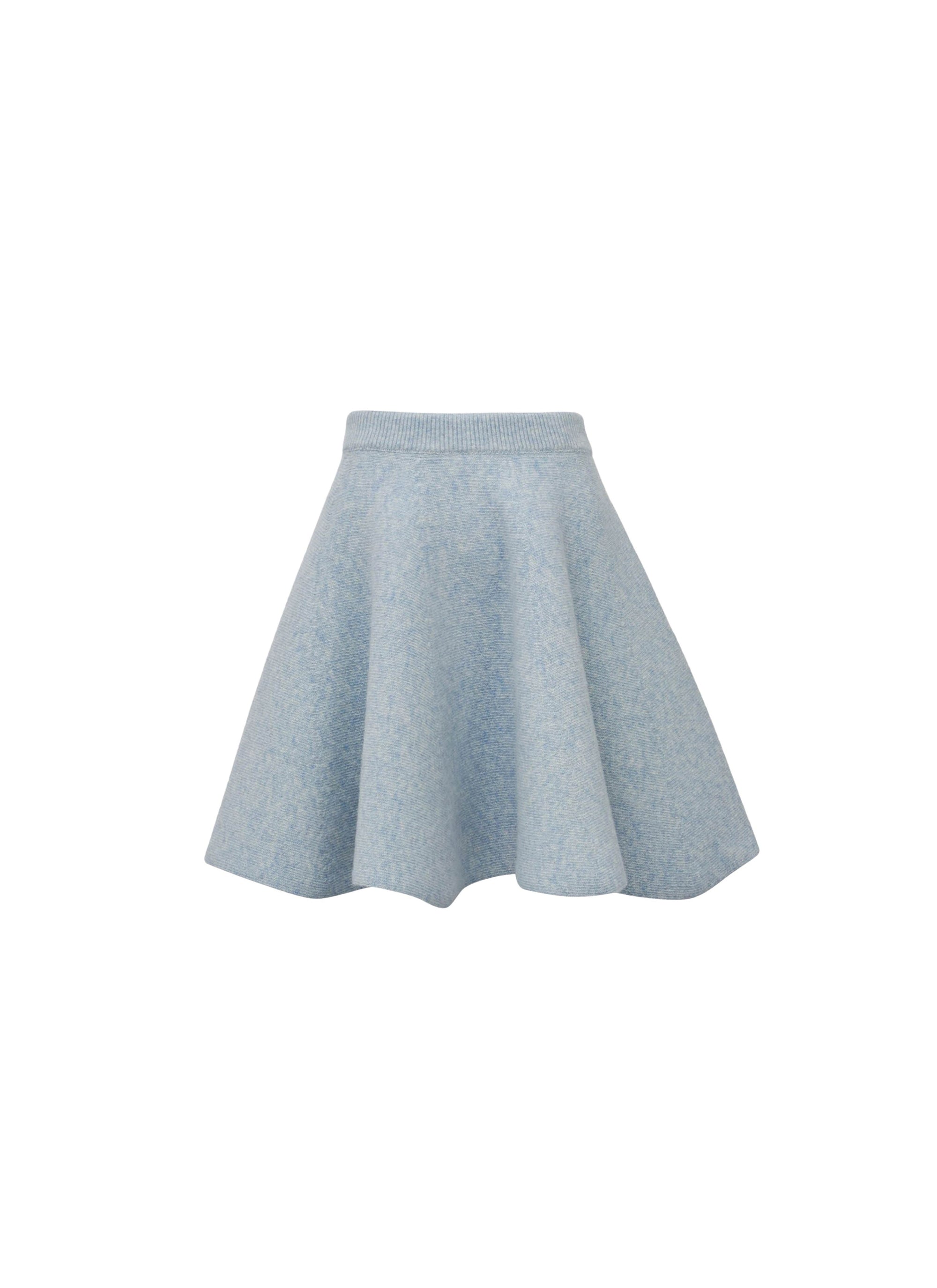 Flared skirt in plain wool - Mottled blue & White